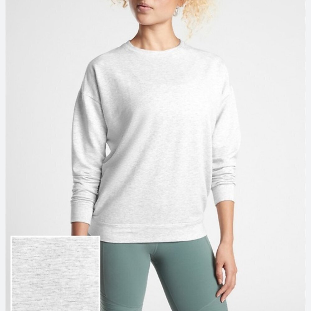 Athleta grey micro stripe pullover sweatshirt size small